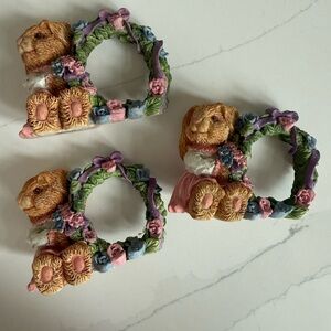 Vintage Easter napkin ring/holders set of three cottagecore floral country decor